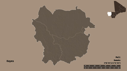 Kayes, region of Mali, zoomed. Administrative