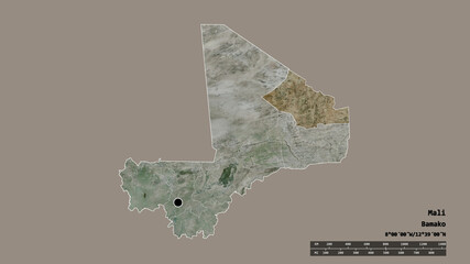 Location of Kidal, region of Mali,. Satellite