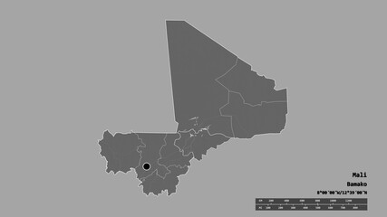 Location of Mopti, region of Mali,. Bilevel