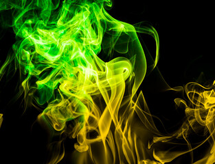 Colored smoke on black background