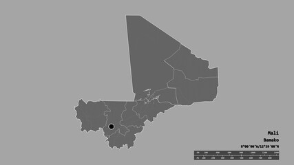 Location of Timbuktu, region of Mali,. Bilevel