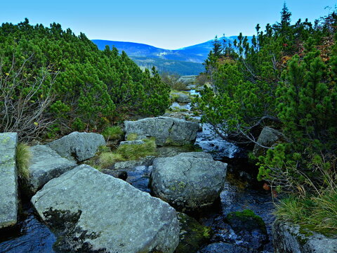 Czech Republic- view of the Pancava waterfall in Giant Mountains