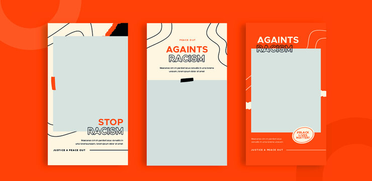 Set Of Editable Templates For Instagram Story, Facebook Story, Corporate, Advertisement, And Business, Store, Black Lives Matter, Fresh Design With Simple Black And Orange Color. (3/3)