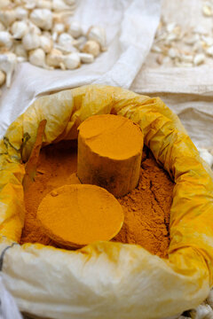 Turmeric spice for sale in street market, Myanmar