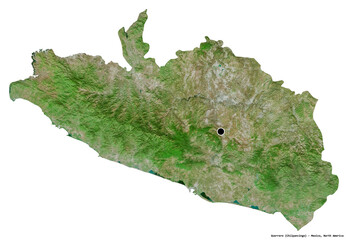 Guerrero, state of Mexico, on white. Satellite