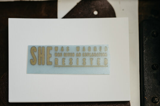 Letterpress artist in her studio