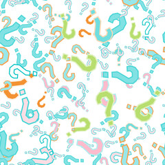 Quiz seamless pattern. Question marks, doubt, faq