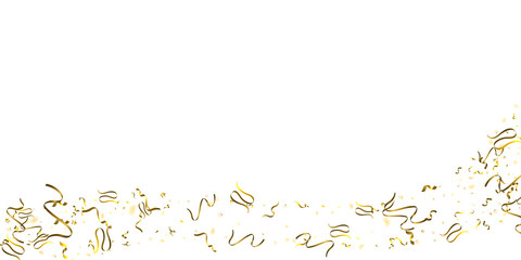 Holiday Serpentine. Gold Foil Streamers Ribbons.