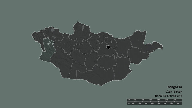 Location of Hovd, province of Mongolia,. Administrative