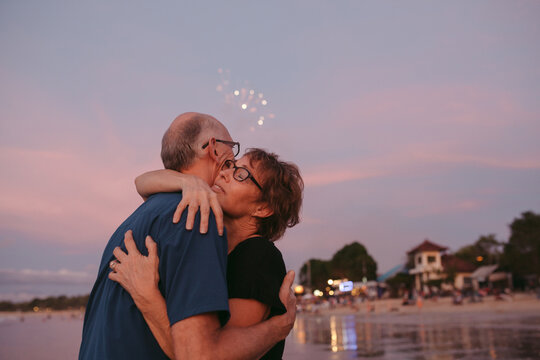 Content middle aged, retired couple spending quality time togeth
