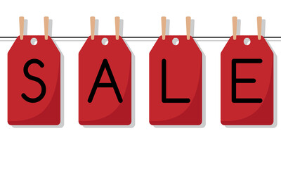 Inscription Sale on price tags isolated on white background