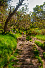 Fototapeta na wymiar hiking trail to Mafate on Reunion Island - touristic place