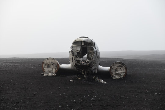 Crashed Navy Douglas Super DC-3 plane in Vik, Iceland