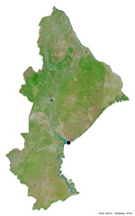 Sofala, province of Mozambique, on white. Satellite