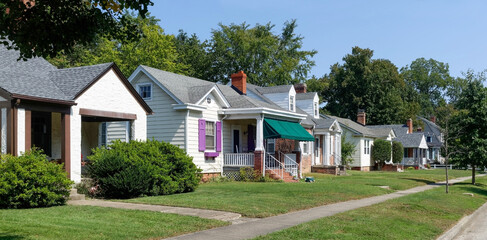 Fototapeta na wymiar Older established neighborhood bungalow homes.