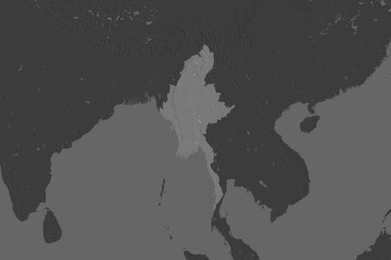 Myanmar. Neighbourhood desaturated. Bilevel