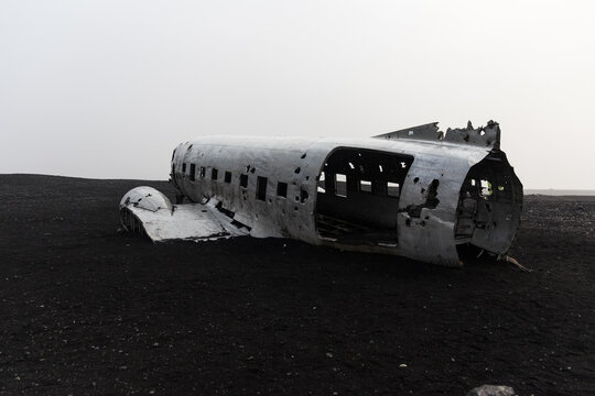 Crashed Navy Douglas Super DC-3 plane in Vik, Iceland
