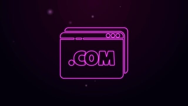 Glowing neon line Website template icon isolated on purple background. Internet communication protocol. 4K Video motion graphic animation.