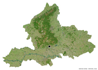 Gelderland, province of Netherlands, on white. Satellite