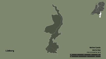 Limburg, province of Netherlands, zoomed. Administrative