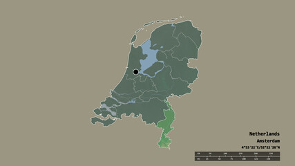 Location of Limburg, province of Netherlands,. Relief