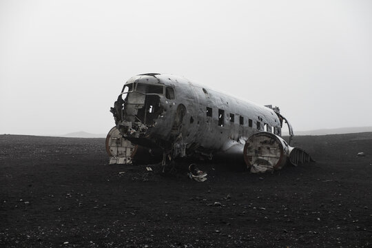 Crashed Navy Douglas Super DC-3 plane in Vik, Iceland