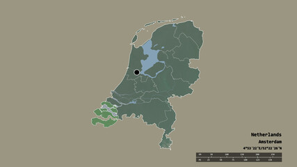 Location of Zeeland, province of Netherlands,. Relief