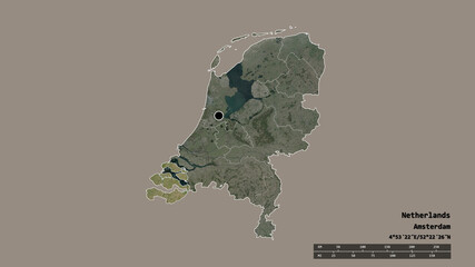 Location of Zeeland, province of Netherlands,. Satellite