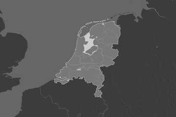 Netherlands borders. Neighbourhood desaturated. Bilevel