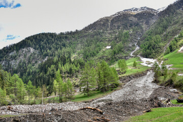 Umbalfälle, Virgental, Osttirol, Lawine, Schuttkegel, Schneekegel, Schutt, Schnee, Verwüstung,...