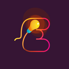 E letter logo made of light bulb and power cable.