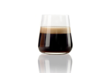  cola fizzy drink with froth in glass isolated on white