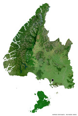 Southland, regional council of New Zealand, on white. Satellite