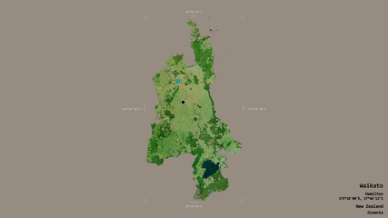 Waikato - New Zealand. Bounding box. Satellite