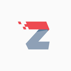 Z letter logo with taxi checkered pattern line.