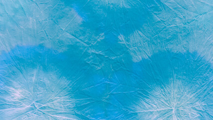 Fototapeta na wymiar Dyed Texture Shibori. Blue Teal Round Watercolor 