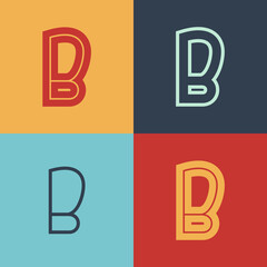 Art Deco inspired letter B logo set with line in the middle.