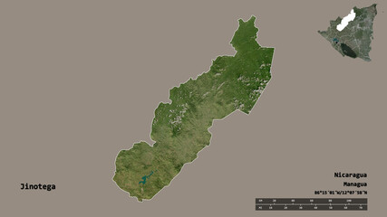 Jinotega, department of Nicaragua, zoomed. Satellite