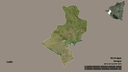 Leon, department of Nicaragua, zoomed. Satellite