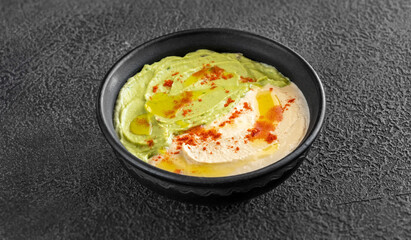 Bowl of guacamole and hummus