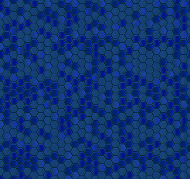 Dark Blue honeycomb mosaic. Seamless vector illustration. © Karine