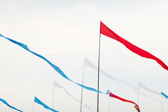 Red, blue and white flags