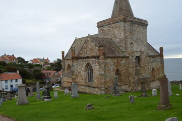 Fototapeta na wymiar The Auld Kirk of St Monans started by King David in the 14th century, in the East Neuk of Fife, Scotland