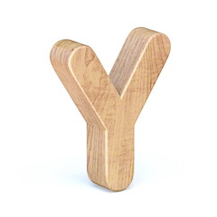 Rounded wooden font Letter Y 3D