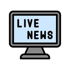 live and streaming related computer screen with live news vector with editable stroke,