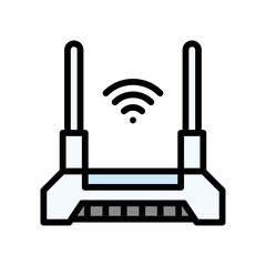 live and streaming related wifi router with wifi signals vector with editable stroke,