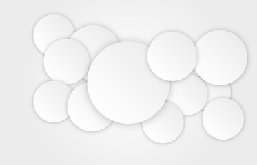 Abstract geometric fashion background with white circles on a light gray background. Vector illustration.