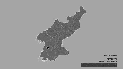Location of Chagang-do, province of North Korea,. Bilevel