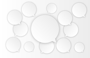 Infographic design with white communication bubbles on the grey background. Eps 10 vector file.