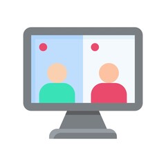 live and streaming related computer screen with boys live conversation vector in flat style,